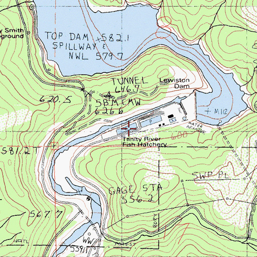 Topographic Map of Trinity River Fish Hatchery, CA