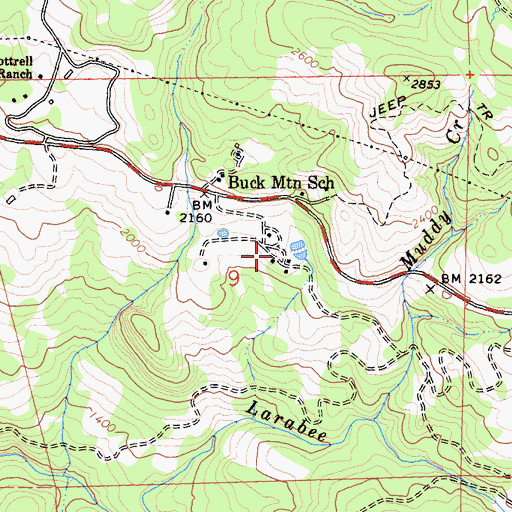 Topographic Map of Bliss Ranch, CA
