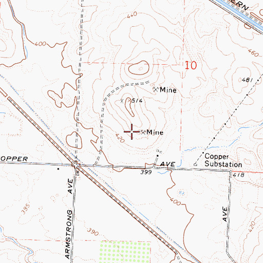Topographic Map of Fresno Copper Mine, CA