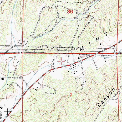 Topographic Map of Mint Canyon School (historical), CA