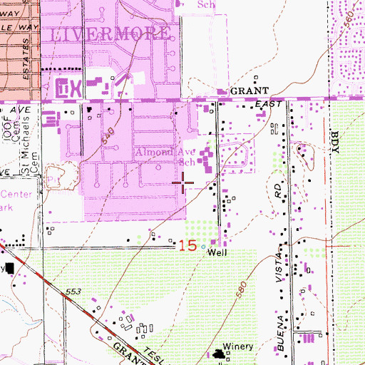 Topographic Map of Almond Park, CA