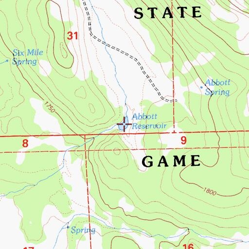 Topographic Map of Abbott Reservoir, CA