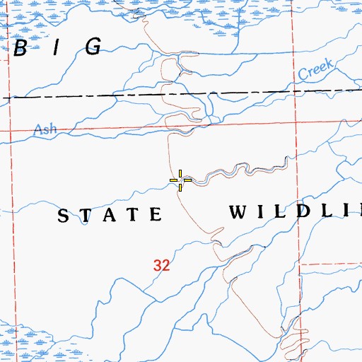 Topographic Map of Ash Creek State Wildlife Area, CA