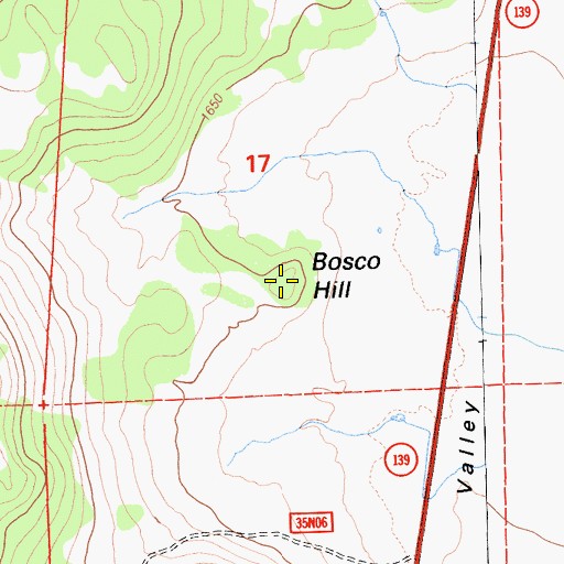 Topographic Map of Bosco Hill, CA