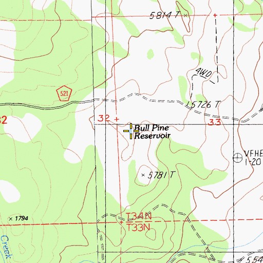Topographic Map of Bull Pine Reservoir, CA