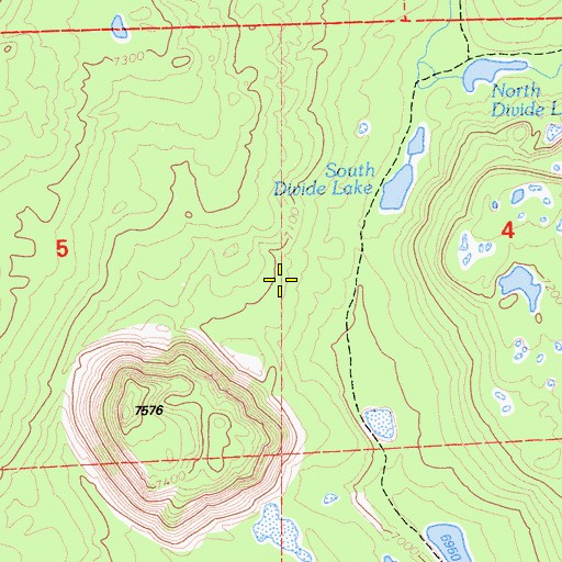 Topographic Map of Caribou Wilderness, CA