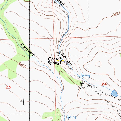 Topographic Map of Chase Spring, CA