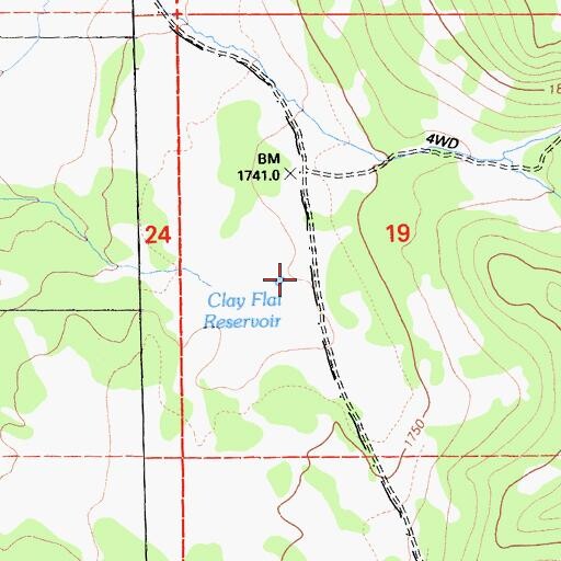 Topographic Map of Clay Flat Reservoir, CA