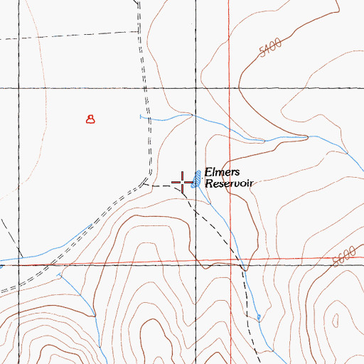 Topographic Map of Elmers Reservoir, CA