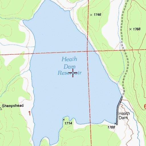 Topographic Map of Heath Dam Reservoir, CA