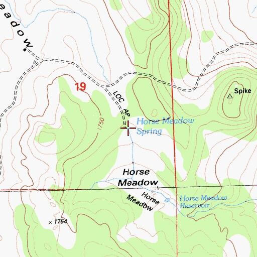 Topographic Map of Horse Meadow Spring, CA