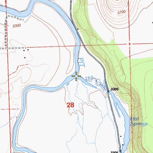Topographic Map of Hot Creek, CA