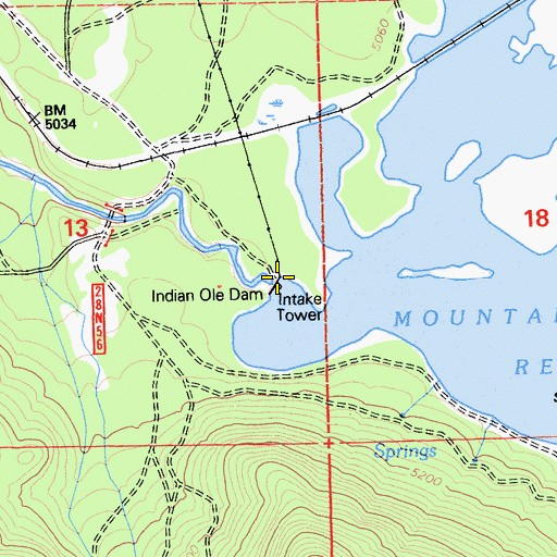 Topographic Map of Indian Ole Dam, CA