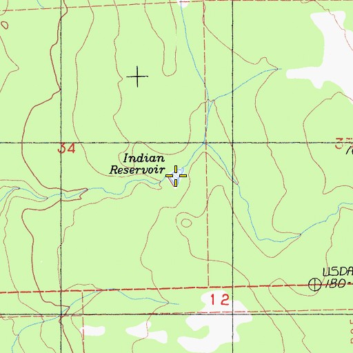 Topographic Map of Indian Reservoir, CA