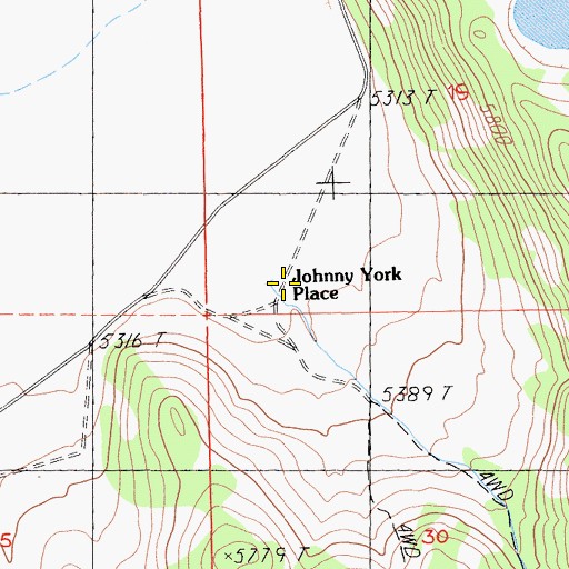 Topographic Map of Johnny York Place (historical), CA