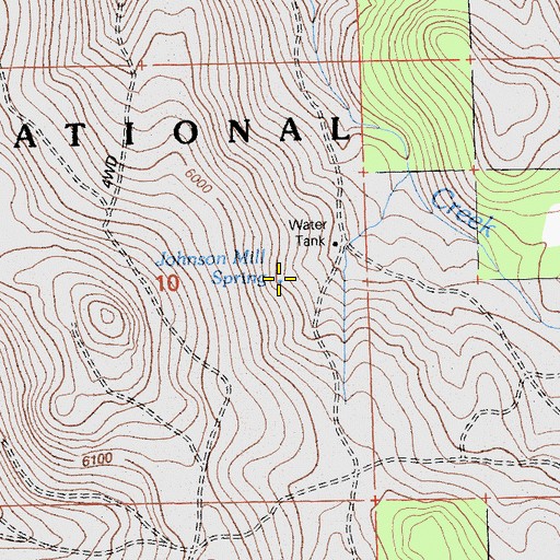 Topographic Map of Johnson Mill Spring, CA