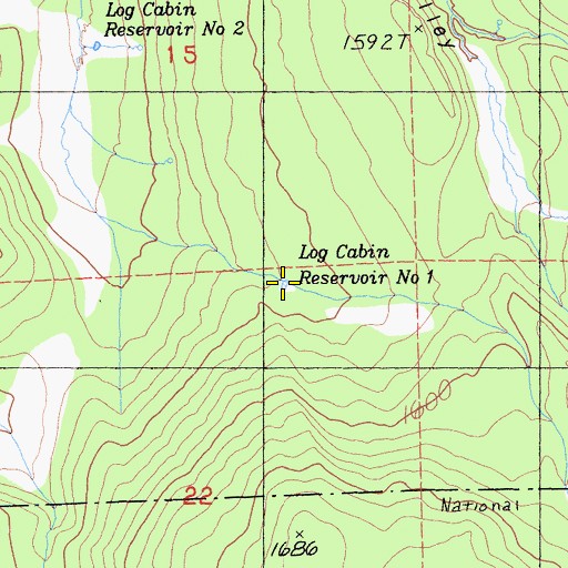 Topographic Map of Log Cabin Reservoir Number 1, CA