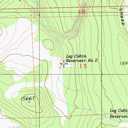 Topographic Map of Log Cabin Reservoir Number 2, CA