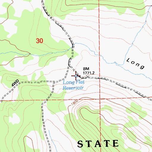 Topographic Map of Long Flat Reservoir, CA