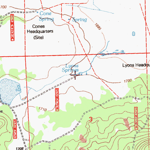 Topographic Map of Lyons Spring, CA