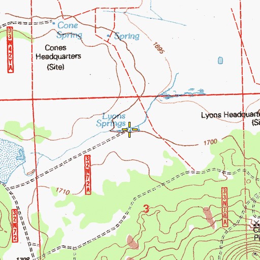 Topographic Map of Lyons Spring, CA