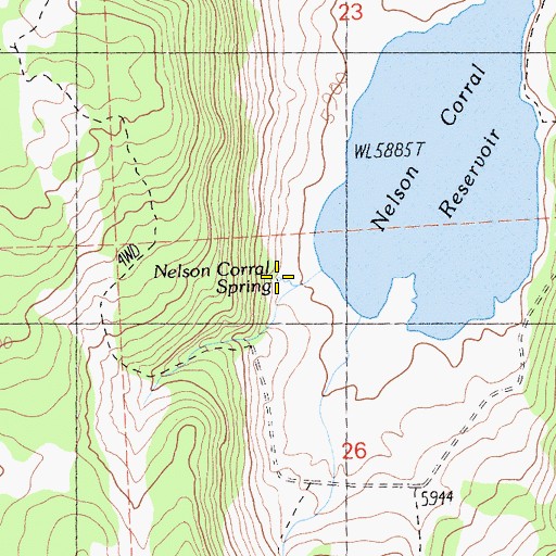 Topographic Map of Nelson Corral Spring, CA