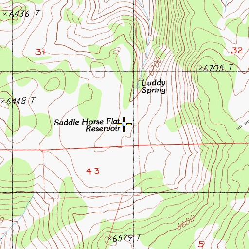 Topographic Map of Saddle Horse Flat Reservoir, CA
