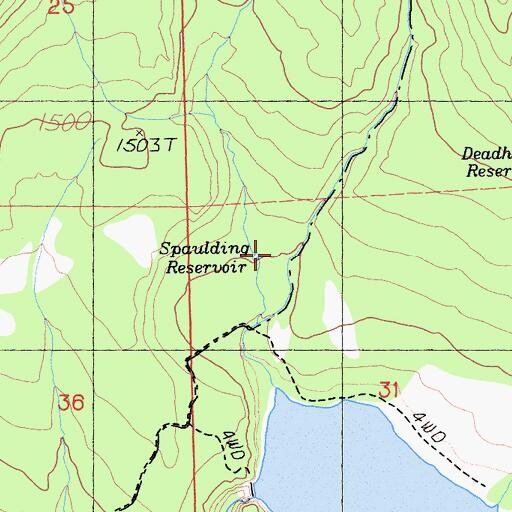 Topographic Map of Spaulding Reservoir, CA