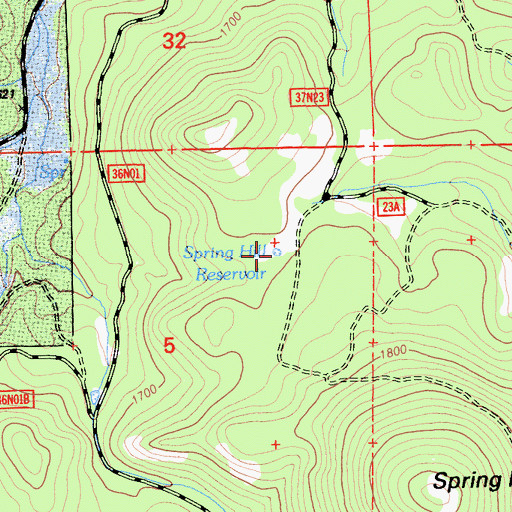 Topographic Map of Spring Hill Reservoir, CA