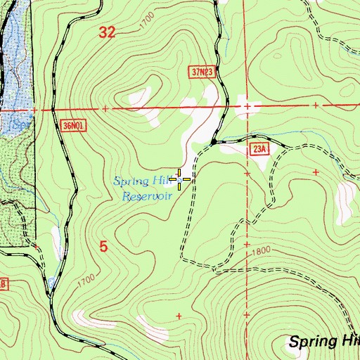 Topographic Map of Spring Hill Reservoir, CA