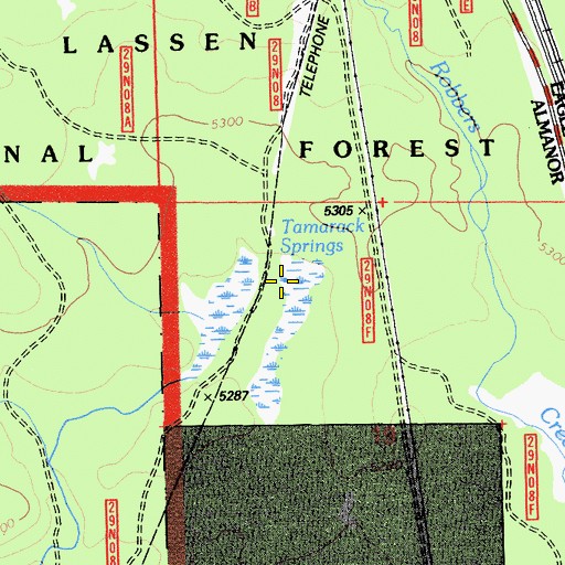 Topographic Map of Tamarack Springs, CA