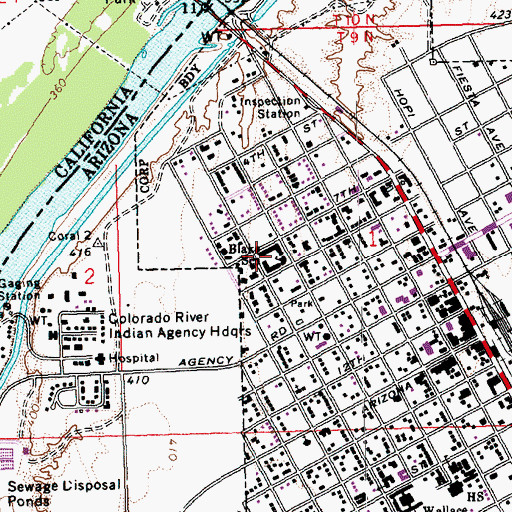 Topographic Map of Blake Primary School, AZ