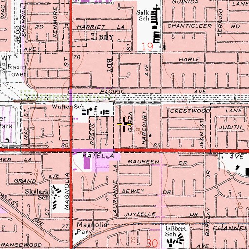 Topographic Map of Magnolia School Number 2 (historical), CA