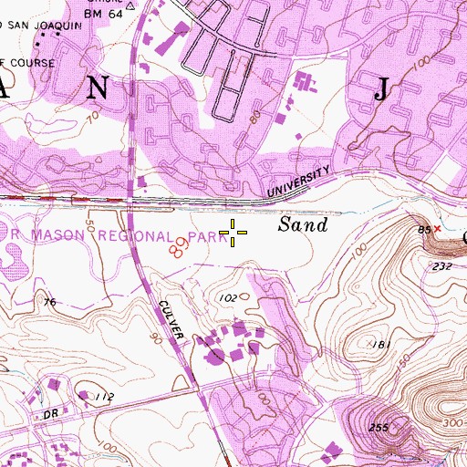 Topographic Map of William R Mason Regional Park, CA