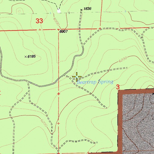 Topographic Map of Beartrap Spring, CA