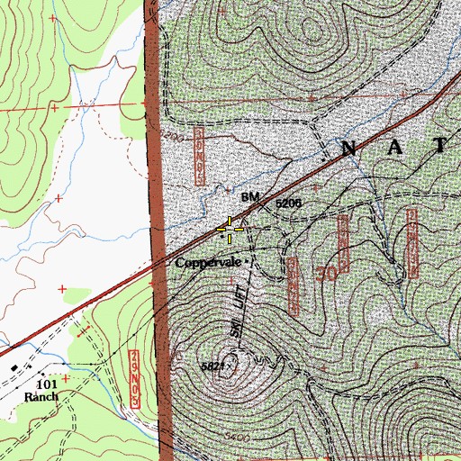 Topographic Map of Coppervale, CA