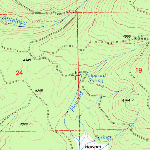 Topographic Map of Howard Spring, CA