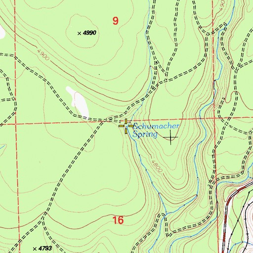 Topographic Map of Schumacher Spring, CA