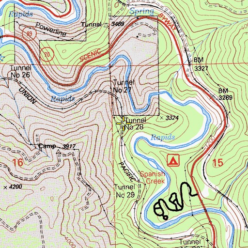 Topographic Map of Tunnel Number 28, CA