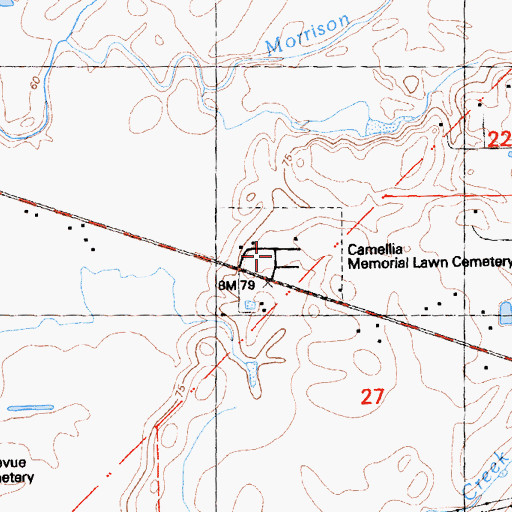 Topographic Map of Camellia Memorial Lawn Cemetery, CA