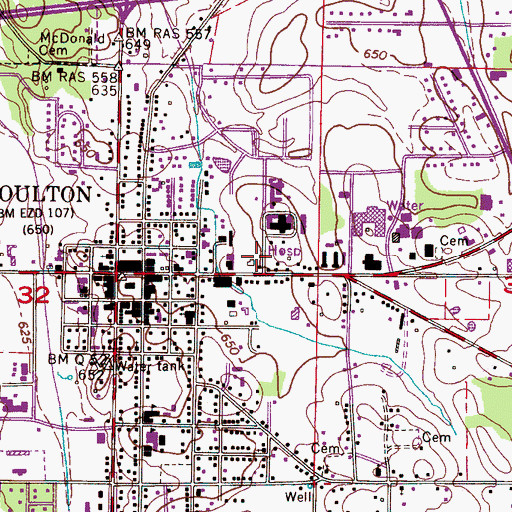 Topographic Map of Moulton Post Office, AL