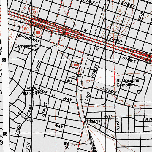 Topographic Map of Highland Park, CA