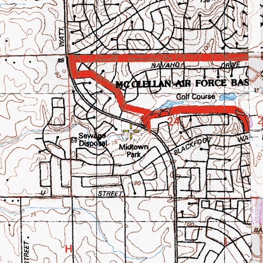 Topographic Map of Midtown Park, CA