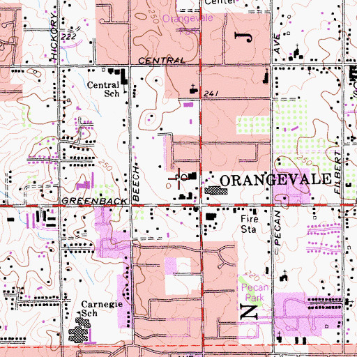 Topographic Map of Orangevale Post Office, CA