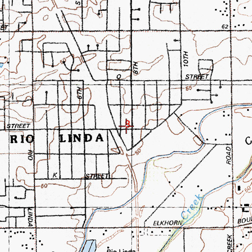 Topographic Map of Rio Linda Post Office, CA