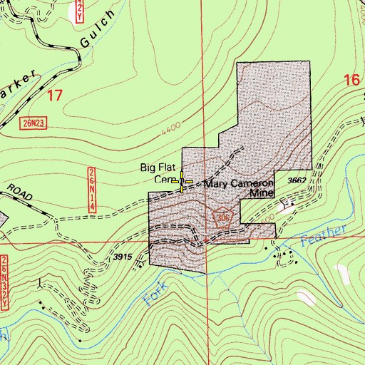 Topographic Map of Big Flat Cemetery, CA