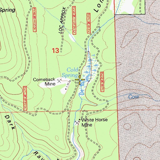 Topographic Map of Cold Spring, CA
