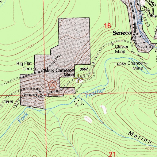 Topographic Map of Mary Cameron Mine, CA
