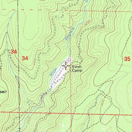 Topographic Map of Ewalt Camp, CA