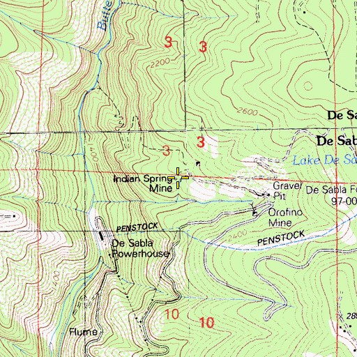 Topographic Map of Indian Spring Mine, CA